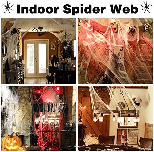 Festyle 1000ft Halloween Stretch Spider Webs Indoor & Outdoor Spooky Spider Webbing with 80 Fake Spiders for Halloween Decorations