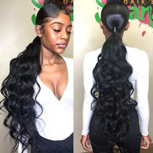 Fheaicr Human Hair Bundles 12A Brazilian Body Wave Bundles 100% Unprocessed Brazilian Hair 28 Inch Bundles Natural Black（1 Bundle)