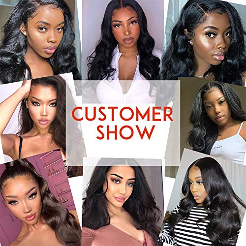 Fheaicr Human Hair Bundles 12A Brazilian Body Wave Bundles 100% Unprocessed Brazilian Hair 28 Inch Bundles Natural Black（1 Bundle)