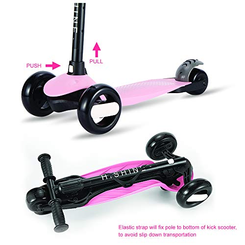 Kick Scooter for Kids 3 Wheels Scooters for Toddlers Girls Boys with Adjustable Height, Light Up Flashing Wheels, Lean-to-Steer, Sturdy Deck, Extra Wide, Quick-Release, for Ages 2-5 Years Old, Pink