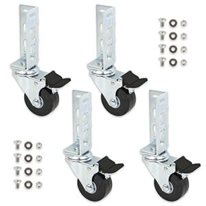 Tool Guy Republic 4pc - Storage Rack Caster Wheels (Adapts to Boltless Self Locking Shelving Racks) (3" (1500 Max Total Capacity))