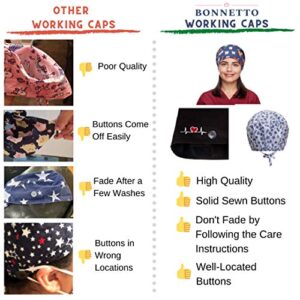 BONNETTO Working Cap for Women Men with Button Sweatband Unisex One Size Bouffant Head Cover