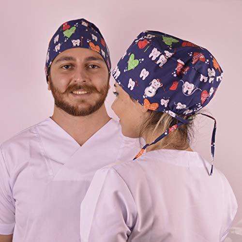 BONNETTO Working Cap for Women Men with Button Sweatband Unisex One Size Bouffant Head Cover