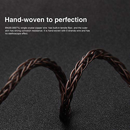 okcsc T4 2pin 0.75mm Earphones Cable IEM Headphones Upgrade Replacement Cable 8 Cores 6N OCC Copper Wires with 3.5mm Stereo Jack Plug-0.75mm,3.5mm Plug