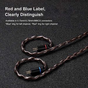 okcsc T4 2pin 0.75mm Earphones Cable IEM Headphones Upgrade Replacement Cable 8 Cores 6N OCC Copper Wires with 3.5mm Stereo Jack Plug-0.75mm,3.5mm Plug