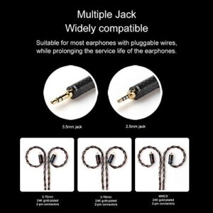 okcsc T4 2pin 0.75mm Earphones Cable IEM Headphones Upgrade Replacement Cable 8 Cores 6N OCC Copper Wires with 3.5mm Stereo Jack Plug-0.75mm,3.5mm Plug