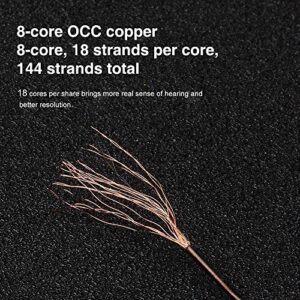 okcsc T4 2pin 0.75mm Earphones Cable IEM Headphones Upgrade Replacement Cable 8 Cores 6N OCC Copper Wires with 3.5mm Stereo Jack Plug-0.75mm,3.5mm Plug