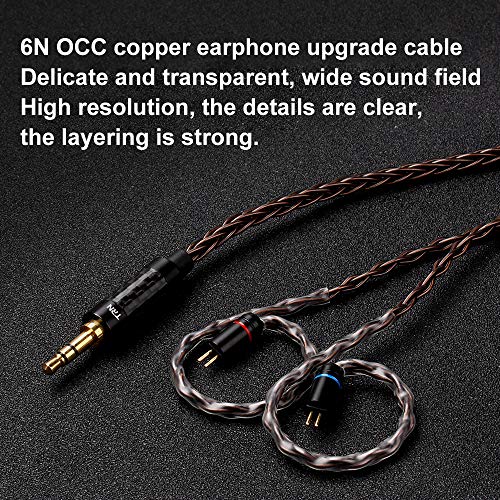 okcsc T4 2pin 0.75mm Earphones Cable IEM Headphones Upgrade Replacement Cable 8 Cores 6N OCC Copper Wires with 3.5mm Stereo Jack Plug-0.75mm,3.5mm Plug