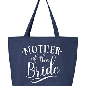 shop4ever® Mother of the Bride Heavy Canvas Tote with Zipper Reusable Shopping Bag 12 oz Navy 1 Pack