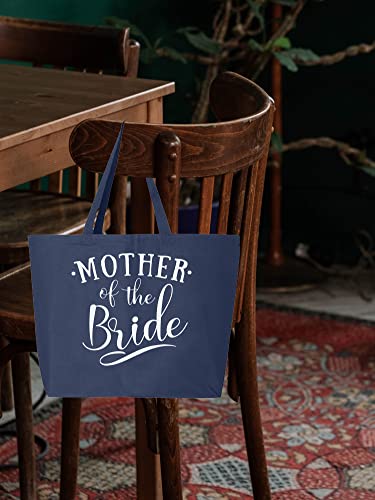 shop4ever® Mother of the Bride Heavy Canvas Tote with Zipper Reusable Shopping Bag 12 oz Navy 1 Pack