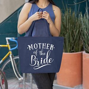 shop4ever® Mother of the Bride Heavy Canvas Tote with Zipper Reusable Shopping Bag 12 oz Navy 1 Pack