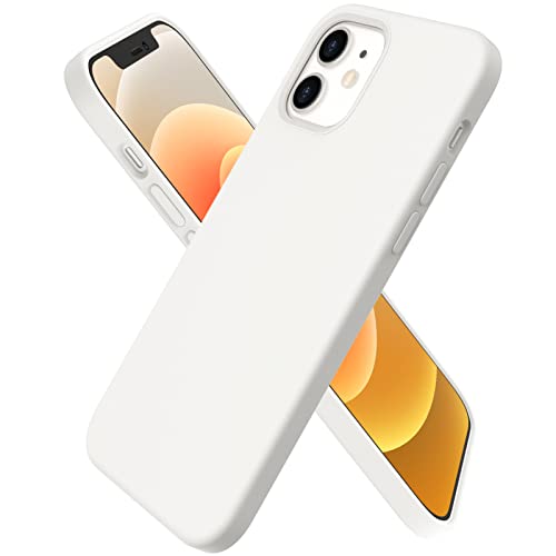 ORNARTO Compatible with iPhone 12 Case 6.1 and iPhone 12 Pro Case, Slim Liquid Silicone 3 Layers Full Covered Soft Gel Rubber Case Cover 6.1 inch-White