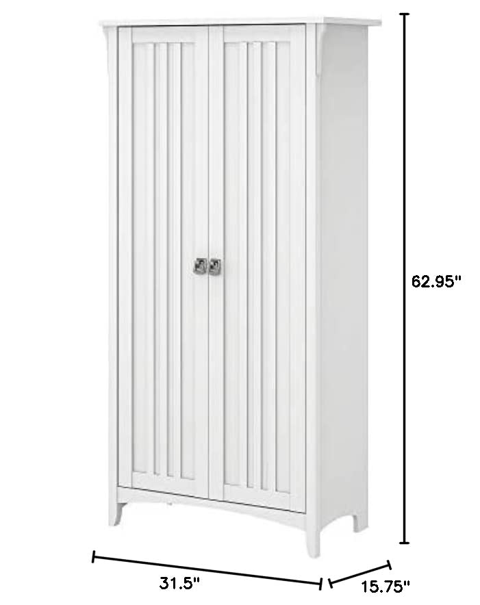 Bush Furniture Salinas Kitchen Pantry Cabinet with Doors, Pure White and Shiplap Gray