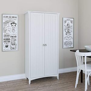 Bush Furniture Salinas Kitchen Pantry Cabinet with Doors, Pure White and Shiplap Gray