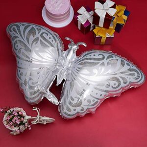 6 Pieces Butterfly Foil Balloon Silver Aluminum Party Balloon Foil Balloons for Wedding Birthday Anniversary Party Decoration