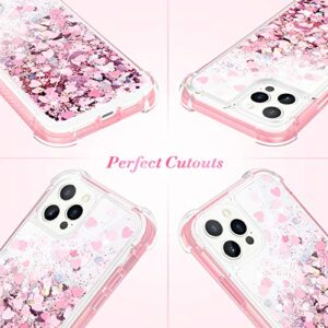 Caka for iPhone 12 Pro Max Case Glitter for Women Girls Full Body Bling Liquid Sparkle Fashion Flowing Quicksand Bumper Clear Protective Case for iPhone 12 Pro Max (6.7 inches, 2020) (Rose Gold)