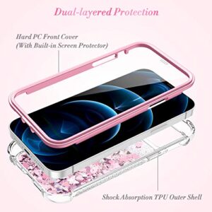 Caka for iPhone 12 Pro Max Case Glitter for Women Girls Full Body Bling Liquid Sparkle Fashion Flowing Quicksand Bumper Clear Protective Case for iPhone 12 Pro Max (6.7 inches, 2020) (Rose Gold)