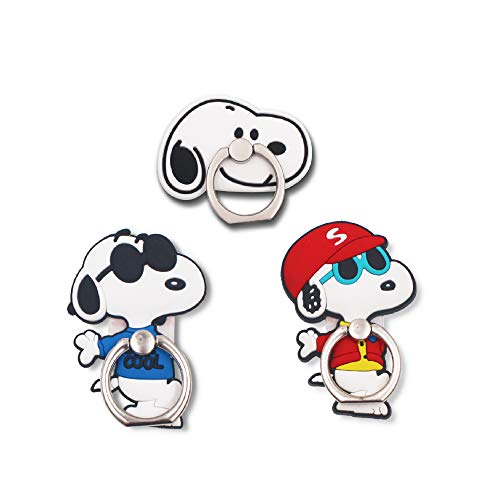 FINEX 3 Pcs Set Snoopy 2-in-1 Mobile Cell Smart Phone Kickstand Finger Ring and Holder Stand Grip for iPhone Samsung Android