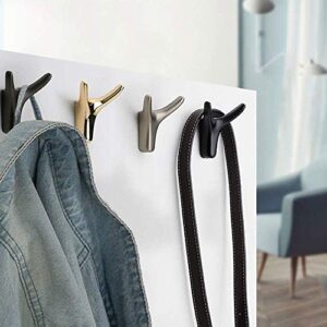 Metal Dual Coat Hooks, Nordic Horn Wall Mounted Hook, Decorative Vintage Hangers,Heavy Duty Wall Hook for Hanging Coat, Scarf, Bag, Key, Hat, 2 Pack (Vintage Black)