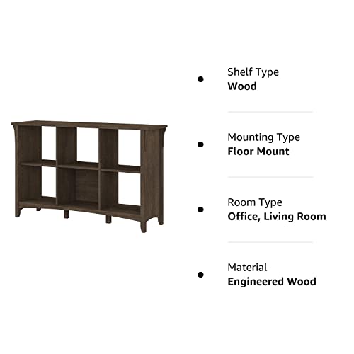 Bush Furniture Salinas Cube Shelf and Bookcase | Display Cabinet with 6 Shelves in Ash Brown | Modern Storage Cabinet with Open Bookshelf for Library, Office, Living Room, Bedroom and More