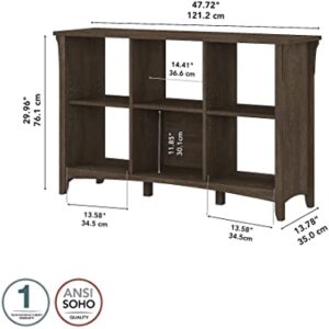 Bush Furniture Salinas Cube Shelf and Bookcase | Display Cabinet with 6 Shelves in Ash Brown | Modern Storage Cabinet with Open Bookshelf for Library, Office, Living Room, Bedroom and More