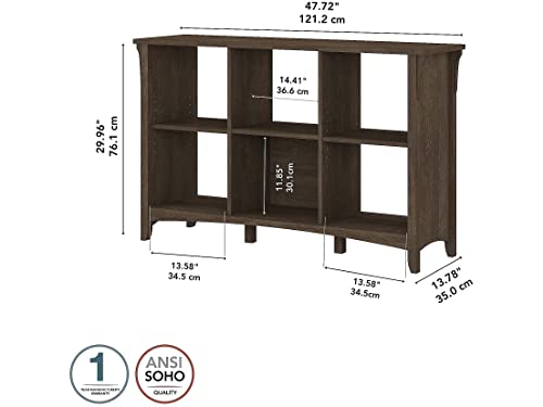 Bush Furniture Salinas Cube Shelf and Bookcase | Display Cabinet with 6 Shelves in Ash Brown | Modern Storage Cabinet with Open Bookshelf for Library, Office, Living Room, Bedroom and More