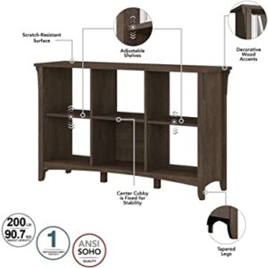 Bush Furniture Salinas Cube Shelf and Bookcase | Display Cabinet with 6 Shelves in Ash Brown | Modern Storage Cabinet with Open Bookshelf for Library, Office, Living Room, Bedroom and More