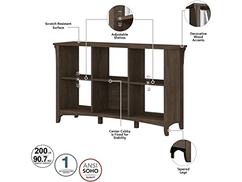 Bush Furniture Salinas Cube Shelf and Bookcase | Display Cabinet with 6 Shelves in Ash Brown | Modern Storage Cabinet with Open Bookshelf for Library, Office, Living Room, Bedroom and More