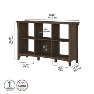 Bush Furniture Salinas Cube Shelf and Bookcase | Display Cabinet with 6 Shelves in Ash Brown | Modern Storage Cabinet with Open Bookshelf for Library, Office, Living Room, Bedroom and More