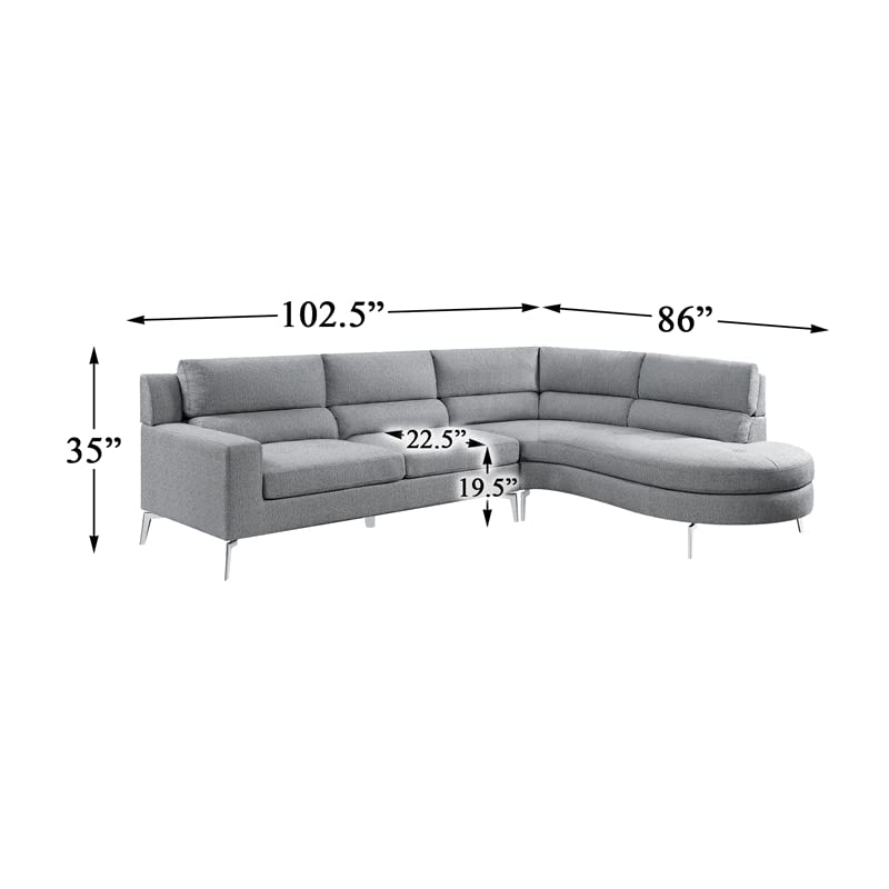 Lexicon Bonita Upholstered Sectional in Gray