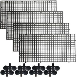 TIHOOD 4PCS Aquarium Divider Tray Plastic Grid Aquarium Egg Crate Light Diffuser, Fish Tank Divider Filter Bottom Isolation with 8PCS Sucker Clip