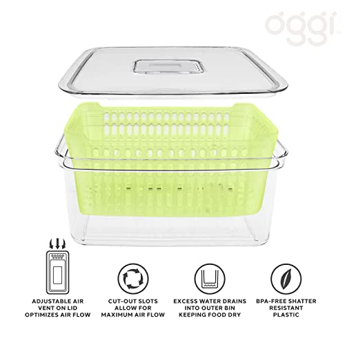 Oggi Store Fresh Food Storage Bin, 12.25" x 8" x 6", Clear