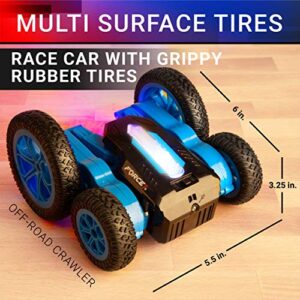 Force1 Tornado LED Remote Control Car for Kids - Double Sided Fast RC Car, 4WD Off-Road Stunt Car with 360 Flips, All Terrain Tires, LEDs, RC Crawler Rechargeable Toy Car Battery, Easy Kids Car Remote