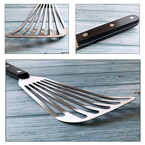 Atezch_ Fish Spatula, Nonstick Steak Shovel, Stainless Steel Slotted Turner with Sturdy Handle, Metal Oven Utensils Thin-Edged Design Ideal for Frying, Turning, and Grilling
