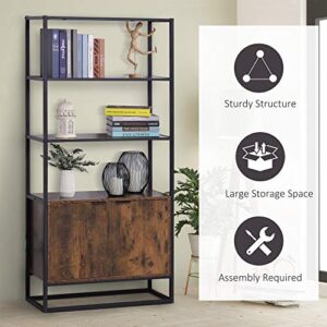 HOMCOM Shelves for Storage, Cabinet Bookcase with 3 Open Shelf, Tall Organizer Multifunctional Rack for Living Room, Brown