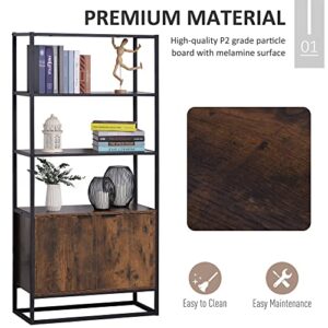 HOMCOM Shelves for Storage, Cabinet Bookcase with 3 Open Shelf, Tall Organizer Multifunctional Rack for Living Room, Brown