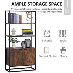 HOMCOM Shelves for Storage, Cabinet Bookcase with 3 Open Shelf, Tall Organizer Multifunctional Rack for Living Room, Brown