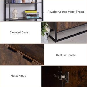 HOMCOM Shelves for Storage, Cabinet Bookcase with 3 Open Shelf, Tall Organizer Multifunctional Rack for Living Room, Brown