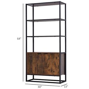 HOMCOM Shelves for Storage, Cabinet Bookcase with 3 Open Shelf, Tall Organizer Multifunctional Rack for Living Room, Brown