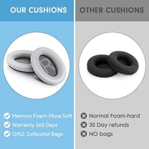 Professional Replacement Ear Pads, for Bose QC 35/25 / 15 QC2 / Ae2 / Ae2i / Ae2W / Sound Link/Sound True/Soft Protein Leather/Noise Isolation Memory Foam (Silver)