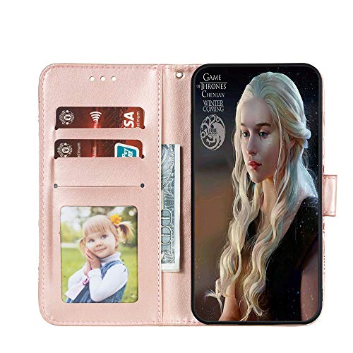 Asdsinfor Compatible with Xiaomi Redmi Note 9 Case Wallet Case Credit Cards Slot with Stand for PU Leather Shockproof Flip Magnetic Compatible with Redmi Note 9/Redmi 10X Sunflower Rose Gold LD