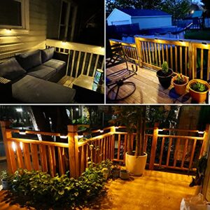 CHINLY Solar Deck Lights 8-Pack Halloween Lights Outdoor Waterproof led, Warm White & Color Changing, Fence Post Solar Lights for Stairs, Fence, Deck, Garden, Patio Yard, Porch and Step