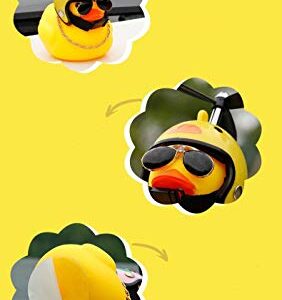 Rubber Duck Toy Car Ornaments Yellow Duck Car Dashboard Decorations with Propeller Helmet (Black＆White)