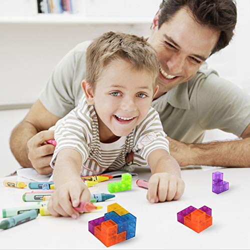 WorWoder Kids Magnetic Building Blocks Magic Magnetic 3D Puzzle Cubes, Set of 7 Multi Shapes Magnetic Blocks with 54 Guide Cards, Intelligence Developing and Stress Relief Fidget Toys for Kids Adults