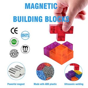 WorWoder Kids Magnetic Building Blocks Magic Magnetic 3D Puzzle Cubes, Set of 7 Multi Shapes Magnetic Blocks with 54 Guide Cards, Intelligence Developing and Stress Relief Fidget Toys for Kids Adults