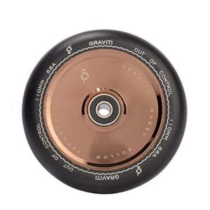 Graviti Pro Scooter Wheel 1 Pair 110mm Hollow Wheels with Abec 9 Bearings for MGP/Razor/Lucky/Envy/Vokul Scooter (2pcs) (Black PU Chrome Brown Core)