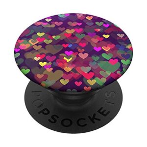 heart multicolor colorful hearts popsockets popgrip: swappable grip for phones & tablets