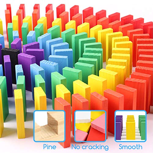 BigOtters Extra Large Domino Blocks Set, 108PCS Domino Starter Kit Colorful Wooden Domino Blocks Racing Tile Game Educational Toys for Boys Girls Birthday Gift Party Favor