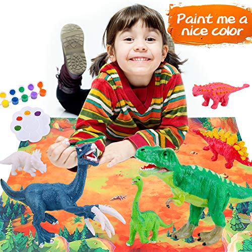 ANCHWN Dinosaur World Painting Kit - 35 Pcs Dinosaur Arts and Crafts Set for Boys Girls Age 4 5 6 7 8Years Old Kid Creativity DIY Gift Easter Paint Your Own Dinosaur Animal Set