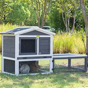 coziwow 61”x23.6”x36” indoor outdoor wooden large small animal hutch,pets crate house for rabbit bunny cage dog cat squirrel hamster hedgehog guinea pig habitat chicken coop